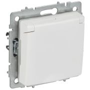 BRITE Розетка 1-местная с заземлением с защитными шторками и крышкой 16А IP44 РСбш10-3-44-БрАБ арктический белый IEK