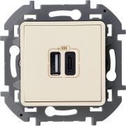 Зарядное устройство USB А+С 3000мА 5Вслоновая кость INSPIRIA