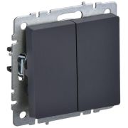 BRITE Выключатель двухклавишный проходной 10А ВС10-2-6-БрГ графит