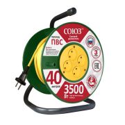 Удлинитель ТМ Союз силовой на катушке с 4  гнезда 3500 Вт 40м