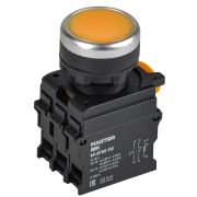 Кнопка с подсветкой d=22мм 1NO+1NC жёлтая MASTER IEK