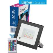Прожектор светодиодный 20Вт, RGB с пультом, IP65,