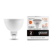 Лампа светодиодная LED 5.5 Вт 430 лм 3000К софит MR16 теплый GU5.3 AC 220В Elementary Gauss