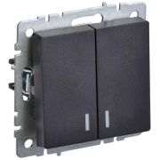 BRITE Выключатель двухклавишный с индикацией 10А ВС10-2-1-БрЧ черный