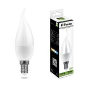 Лампа светодиодная LED 7вт Е14 белый матовая свеча на ветру