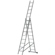 Лестница трехсекционная алюминиевая, 3x9 ступеней, H=257/426/591 см, вес 11.18 кг