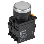 Кнопка с подсвет. и фикс. d=22мм 1NO+1NC белая MASTER IEK