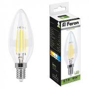 Лампа светодиодная LED 5вт Е14 белый свеча FILAMENT