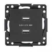 Стокгольм Механизм Розетки USB 2-местной 2,1А черный PROxima | EZR16-028-10-2USB | EKF