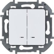 Inspiria Белый Выключатель 2-клавишный с подсветкой С/У без рамки | 673630 | Legrand