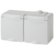Розетка 2х2P+E гориз. IP65, 16A-250В, 11-2603-03, ОУ, серый | Б0035991 | ЭРА
