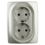12-2106-15 Электроустановка ЭРА Розетка 2X2P+E Schuko, 16A-250В, IP20, Эра12, перламутр | Б0031237 | ЭРА