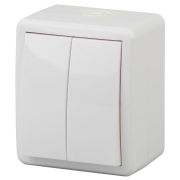 Выключатель двойной 11-1404-01   IP54, 10АХ-250В, ОУ,  Эксперт, белый (16/160/2560) |Б0020675 | ЭРА
