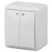 Выключатель двойной с подсветкой 11-1405-01   IP54, 10АХ-250В, ОУ,  Эксперт, белый (16/160/2560 |Б0020677 | ЭРА