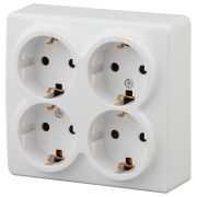 Розетка 11-2211-01   4х2P+E Schuko со шторками, 16АХ-250В, ОУ,  Эксперт, белый (8/80/1280) |Б0020709 | ЭРА