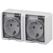 Розетка 11-2403-01   2х2P+E IP54, 16АХ-250В, ОУ,  Эксперт, белый (8/80/1280) |Б0020716 | ЭРА