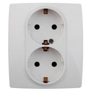 Розетка 12-2104-01 2X2P+E Schuko со шторками, 16АХ-250В,  белый (6/60/1680) |Б0014699 | ЭРА