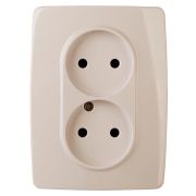 Розетка 2X2P 16A-250В IP20 Эра12 слоновая кость | Б0031239 | ЭРА