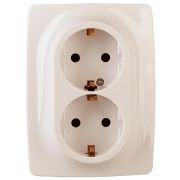 Розетка 2X2P+E Schuko 16A-250В IP20 винт Эра12 слоновая кость | Б0029239 | ЭРА