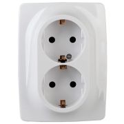 Розетка 2X2P+E Schuko 16A-250В IP20 Эра12 белый | Б0031228 | ЭРА