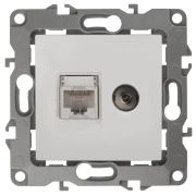 Розетка информационная+TV 12-3110-01 RJ45+TV,  белый (10/100/2500) |Б0027441 | ЭРА