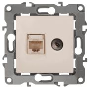 Розетка информационная+TV 12-3110-02 RJ45+TV,  слоновая кость (10/100/2500) |Б0027442 | ЭРА