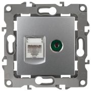 Розетка информационная+TV 12-3110-03 RJ45+TV,  алюминий (10/100/2500) |Б0027443 | ЭРА