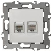 Розетка информационная+телефонная 12-3109-01RJ45+RJ11,  белый (10/100/2500) |Б0018248 | ЭРА