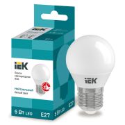 Лампа светодиодная LED 5Вт Е27 220В 4000К G45 шар | LLE-G45-5-230-40-E27 | IEK