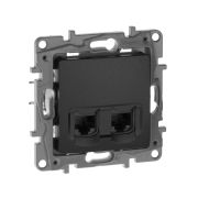 Etika Антрацит Розетка компьютерная 2-ая RJ45, кат.5е UTP | 672655 | Legrand