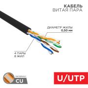 Кабель UTP  4PR  24AWG  CAT5e  305м  OUTDOOR | 01-0045 | REXANT