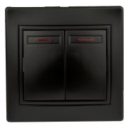 1-105-05 Intro Выключатель двойной с подсветкой, 10А-250В, IP20, СУ, Plano, антрацит | Б0044564 | Intro