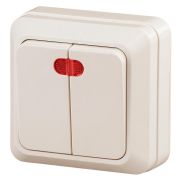 2-105-02 Intro Выключатель двойной с подсветкой, 10А-250В, IP20, ОУ, Quadro, сл.кость | Б0027644 | Intro