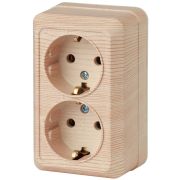 2-204-11 Intro Розетка 2х2P+E Schuko, 16А-250В, IP20, ОУ, Quadro, сосна | Б0027657 | Intro