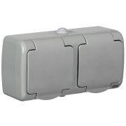 AQUATIC Розетка 2-местная О/У с/з 16А РСш22-2-А IP54 IEK | ERA22-K03-16-54 | ERA22-K03-16-54