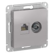 AtlasDesign Алюминий Розетка 2-ая комп+TV, RJ45+TV, кат.5E, механизм | ATN000389 | SE