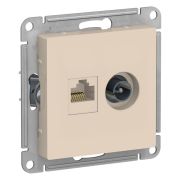 AtlasDesign Бежевый Розетка 2-ая комп+TV, RJ45+TV, кат.5E, механизм | ATN000289 | SE