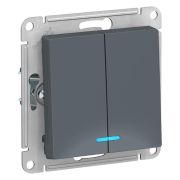 AtlasDesign Грифель Выключатель 2-клавишный с подсветкой, сх.5а, 10АХ, механизм | ATN000753 | SE