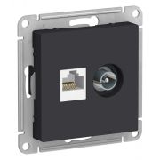 AtlasDesign Карбон Розетка 2-ая комп+TV, RJ45+TV, кат.5E, механизм | ATN001089 | SE