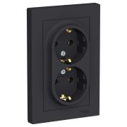 AtlasDesign Карбон Розетка 2-ая с заземлением, 16А, (в сборе с рамкой) | ATN001024 | SE