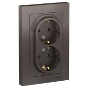 AtlasDesign Мокко Розетка 2-ая с заземлением, 16А, (в сборе с рамкой) | ATN000624 | SE