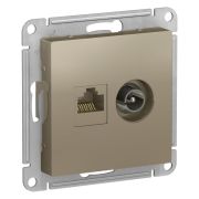 AtlasDesign Шампань Розетка 2-ая комп+TV, RJ45+TV, кат.5E, механизм | ATN000589 | SE