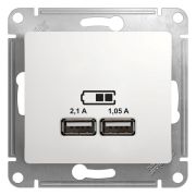 Glossa Белый USB Розетка, 5В/2100мА, 2х5В/1050мА, механизм | GSL000133 | SE