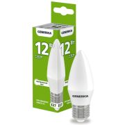 Лампа светодиодная C35 свеча 12Вт 230В 4000К E27  | LL-C35-12-230-40-E27-G | GENERICA