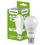 Лампа светодиодная A60 груша 15Вт 230В 4000К E27  | LL-A60-15-230-40-E27-G | GENERICA