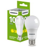 Лампа светодиодная A60 груша 10Вт 230В 3000К E27  | LL-A60-10-230-30-E27-G | GENERICA