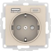 AtlasDesign Бежевый Розетка 16А c 2 USB A+C, 5В/2,4А/3,0А, 2х5В/1,5А, механизм | ATN000232 | SE