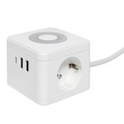 Удлинитель Куб 2 гнезда 2USB 2,4А+Type C + Ночник 1,3 метра 1мм2 | UBA-CUB-2-TC | EKF