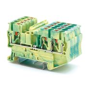 Клемма заземления, зажим push-in, 3 точки подключения, 2.5 кв.мм | VPR-2.5-TWIN-PE-YG | DKC